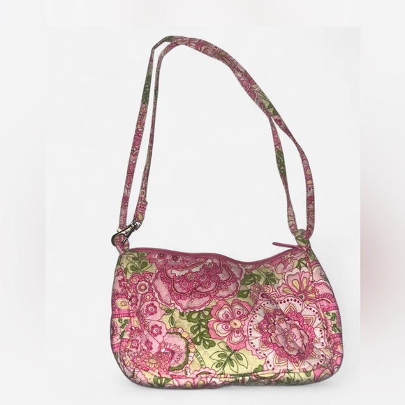 Vera Bradley Handbags - Vera Bradley Pink and Green Floral Crossbody Bag